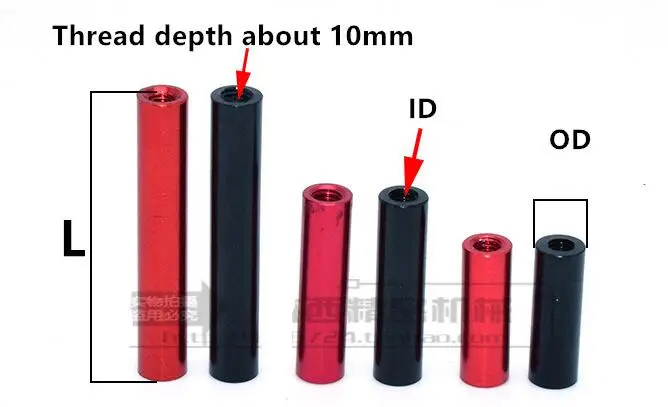10 шт. M4 алюминиевые Распорки M4* 15-60 мм алюминиевые круглые распорные шпильки длинные гайки алюминиевые распорные винты красные черные D = 7 мм