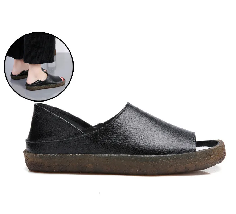 QJ Y035-Fashion 2019 Fisherman Shoes Women Cut Outs Genuine Leather Woman Summer Sandals-14