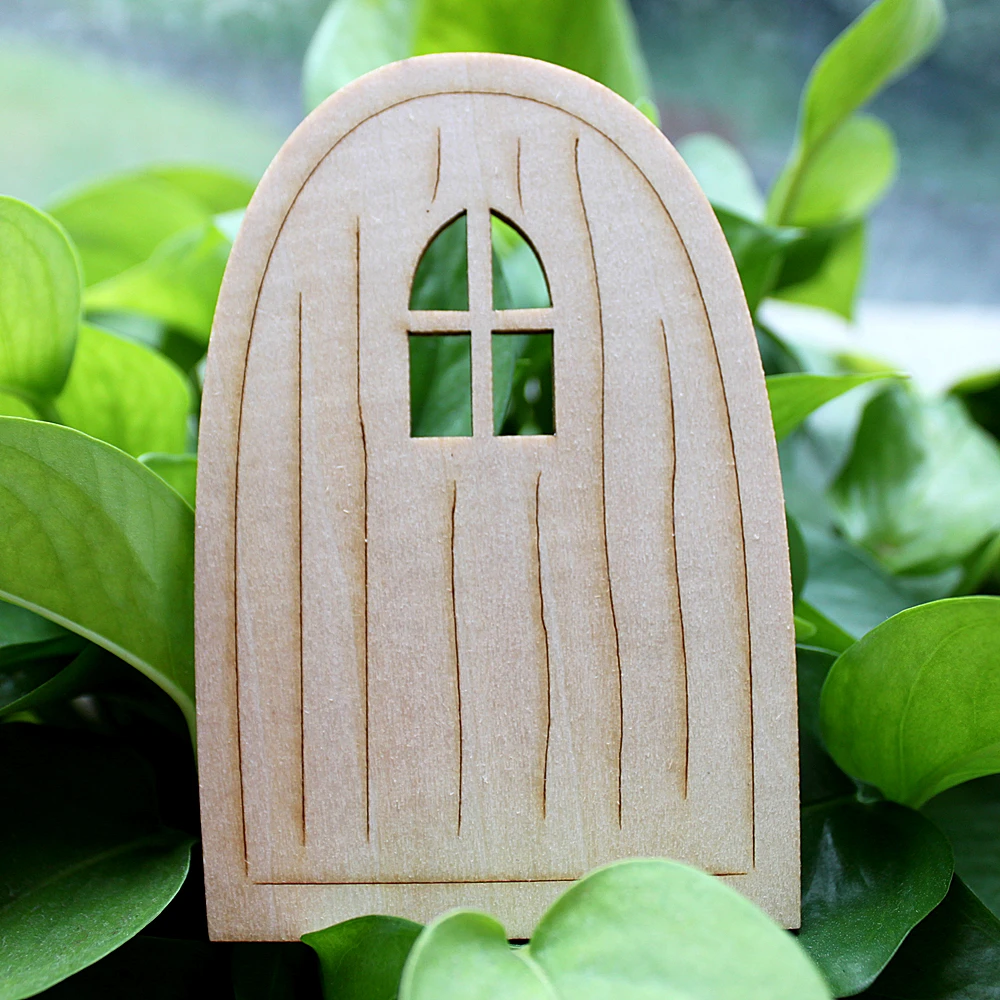 

10pcs 7x10.5cm Wooden Fairy Elf Door Shaped Blank Craft DIY Favor Embellishment Cutouts Plaque Wood