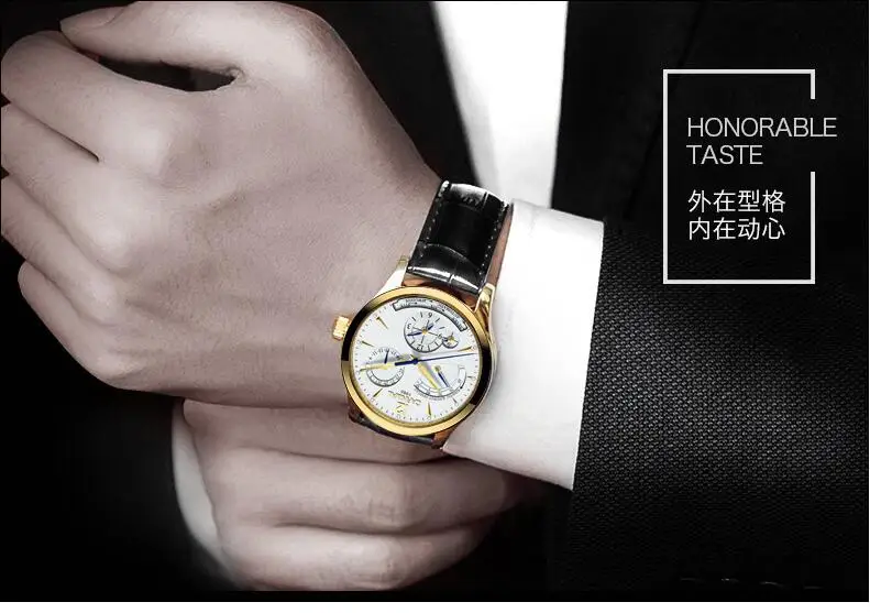 Карнавальные мужские часы Топ бренд класса люкс автоматические механические наручные часы кожа модные многофункциональные спортивные часы дропшиппинг