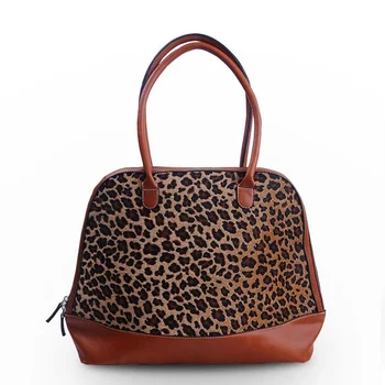 

2 Pcs Short-Pile Cheetah Purse PU Patchwork Handbag Leopard Tote Bag DOM399