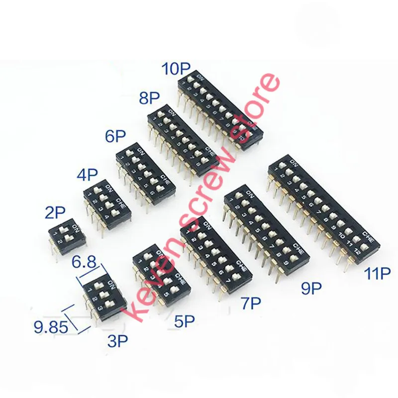 

10pcs/lots black Direct dial code switch DIP switch DP-2P/3P/4P/5P/6P/7P/8P/9P/10P/12P 2.54MM DS pitch Side