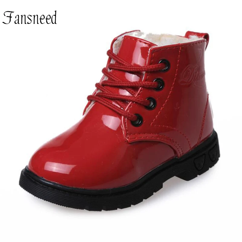 

2018 new Children's shoes girls boots warm cotton boots wave of winter models boys and girls Martin boots with fur