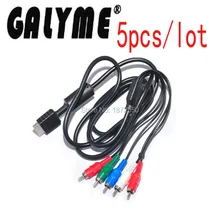5 шт./лот, черный HDTV AV аудио-видео кабель, компонентный кабель, шнур 480 P, Кабель-адаптер для преобразования игр, игровая станция PS 2 PS 3 Slim