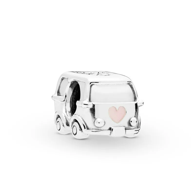 

Spring New 925 Sterling Silver Camper Van Charm with LOVE Heart Van Charm Beads Fit for Pandora Women Bracelet DIY Jewelry