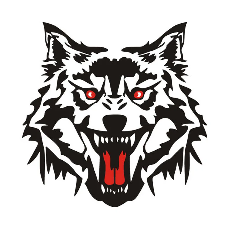 Big Size 50cm*50cm Fiery Wolf Head Howling Car Stickers Hunting Decal Animal Vinyl Motorcycle Auto Accessories  Black/White