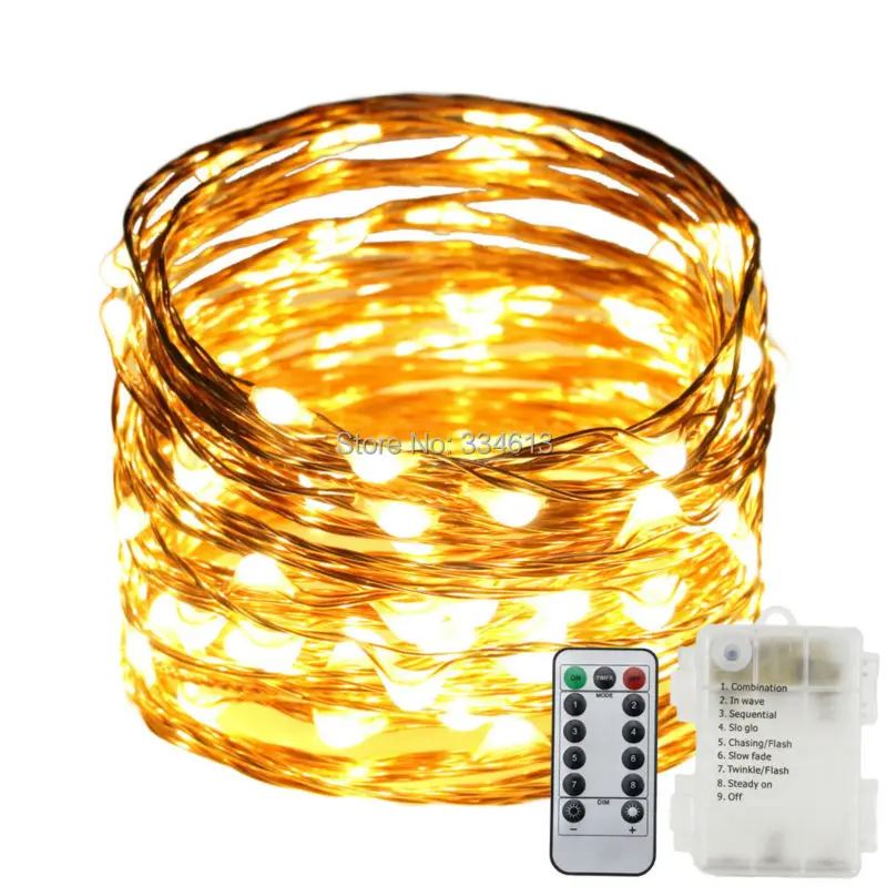 1/3/5pcs 3AA Battery Powered 10M/33FT 100LEDs Copper Wire LED String Lights Outdoor Starry 8 Modes Dimmable with Remote | Освещение
