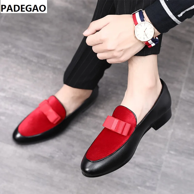 Весенний стиль 37-48, очень большие размеры, новые стильные кожаные туфли с бантиком модная мужская обувь черного и красного цвета