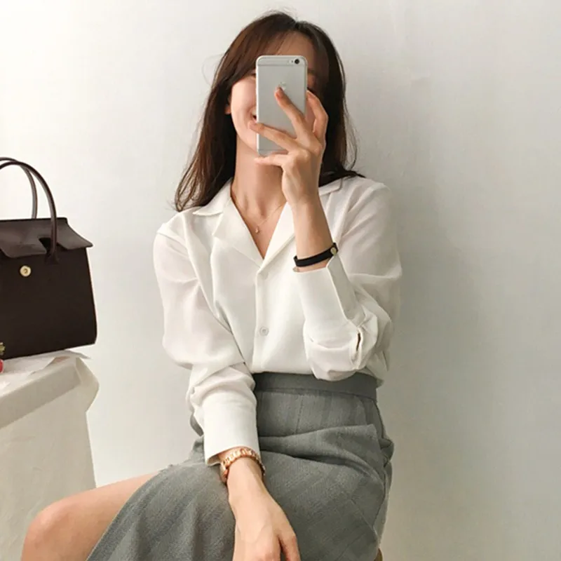  Korean Design Tops Hot Women Autumn Basic Shirt Long Sleeve Blouse Cute Sweet Girls Office Lady Wor