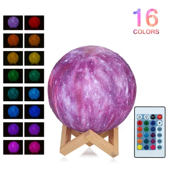 

3D Print Moon Lamp 16-Color Dimmable Touch Usb Led Night Light Home Creative Gift Moon Light USB Remote Control Luna Night Lamp