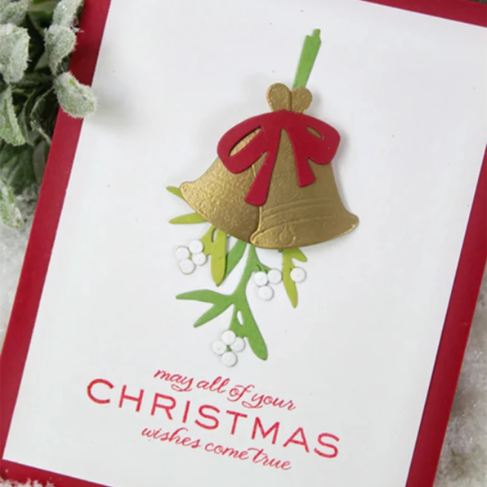 

NaifumodoDies Cutting 5PCS/Lot New Mistletoe Bell Die Cut Rubber Die Set for Scrapbooking Bow Plantillas Stencil Manualidades