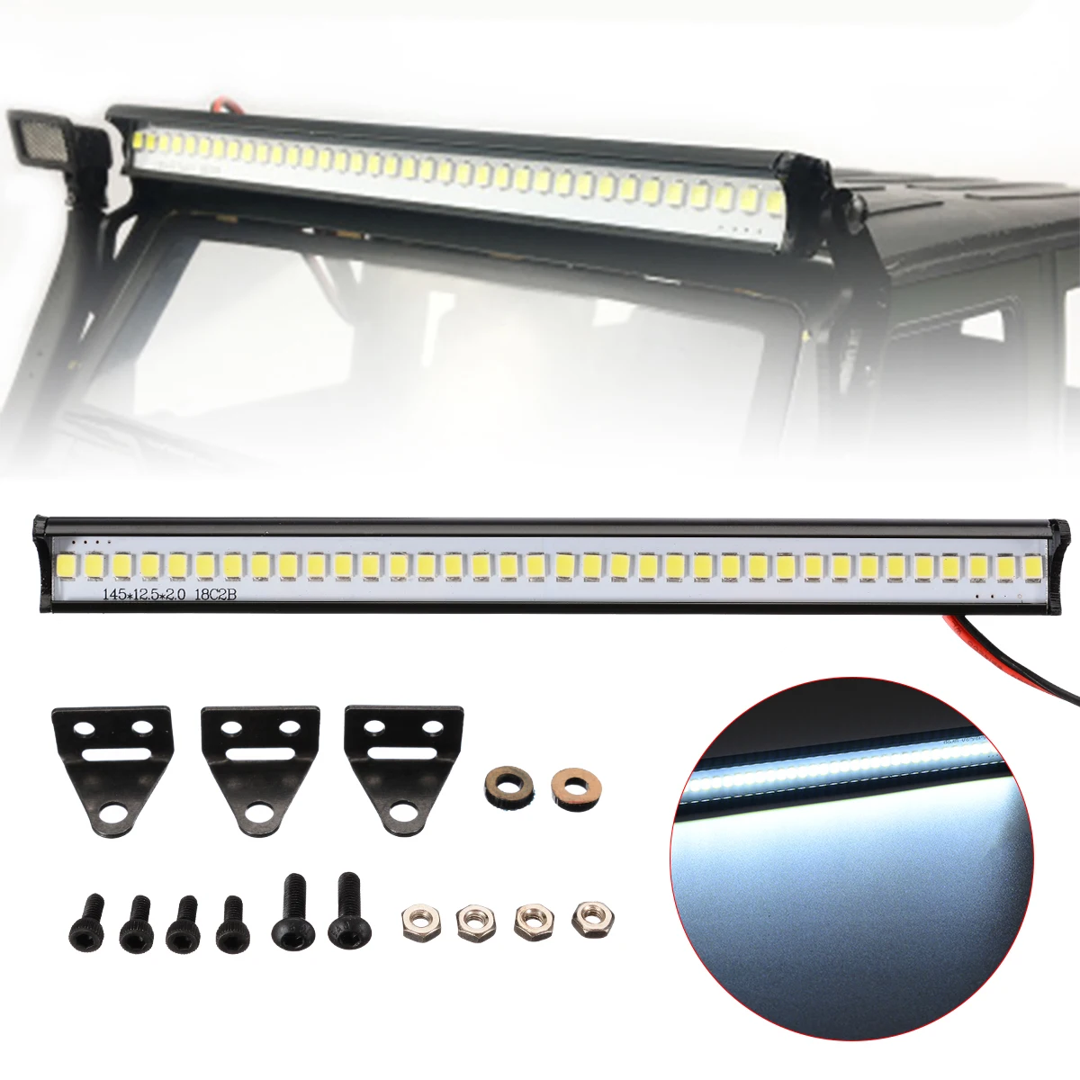 1 PC Super Bright 36 LED Roof Light Lamp Bar Metal RC Truck Crawler Roof Light For 1:10 RC Crawler Accessories
