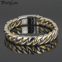TrustyLan толстые проката золото Цвет браслет-цепочка Для мужчин Для женщин 12 мм шириной 8 дюймов Сталь Браслет Модные очаровательные Для Мужчин's браслеты