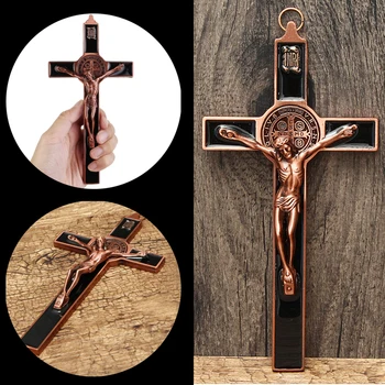 

Church Relics Crucifix Jesus Christ On The Stand Cross Wall Crucifix Antique Home Chapel Decoration Wall 20cm