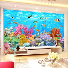 Пользовательские 3D настенной бумаги кораллового морского дна мира фон стены Murales De Pared 3D комнаты обои пейзаж для детской комнаты фрески