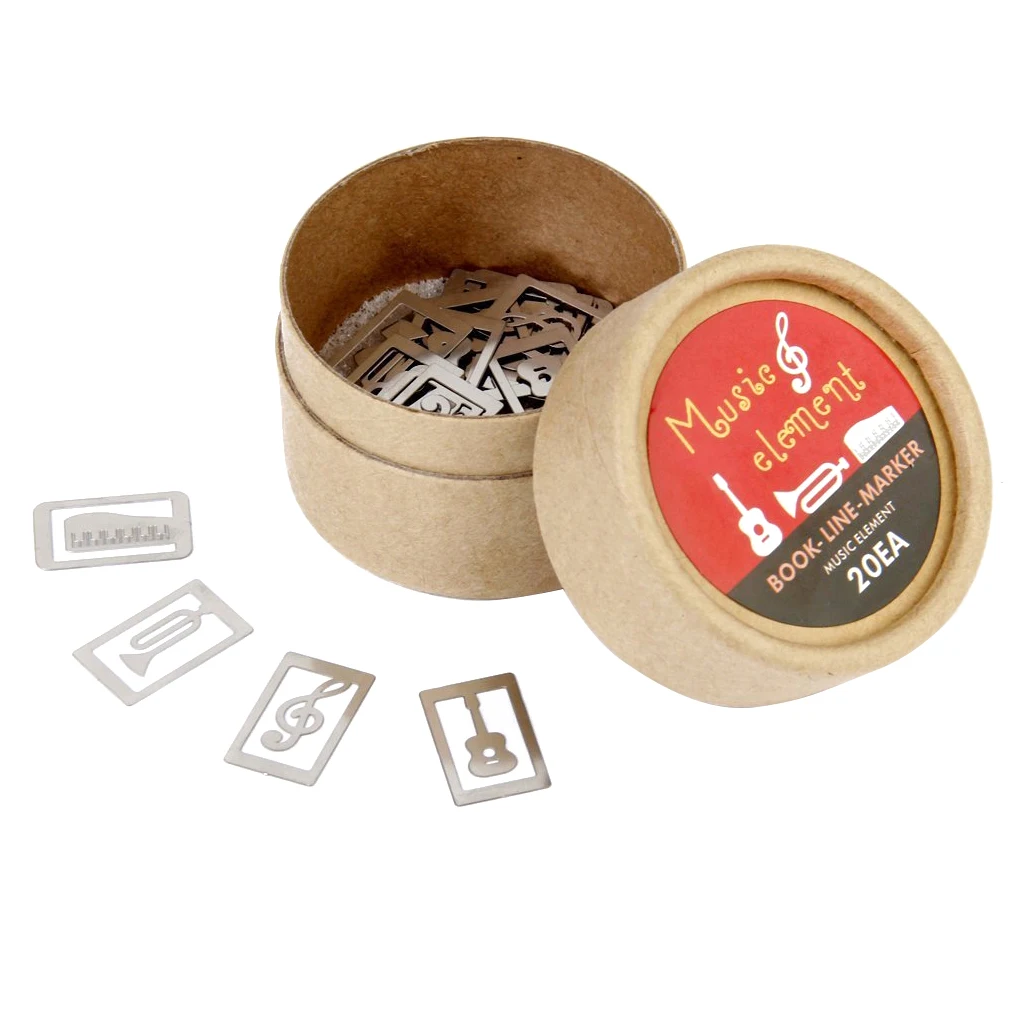 

Silver Clasico 20 pieces / box 4 style Metal markers keepsakes with box- musical instruments