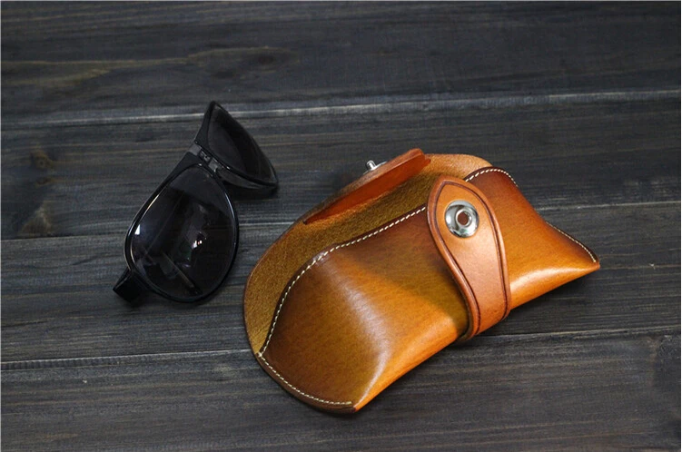 Genuine Cowhide Leather Sunglasses Case Eyeglass Designer Case clam ...