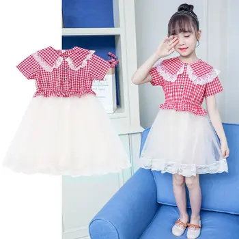 

Preppy Korean Children Fashion Girls Plaid School Graduation Dress Princess Kids Beauty Pageant Dresses For Baby Girls-Dress