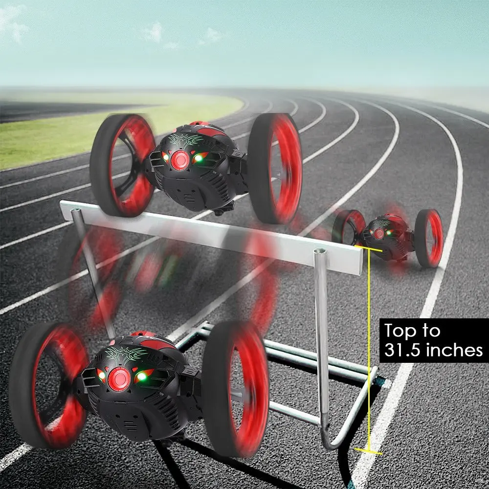 

2.4G RC Car Drone Jump High Bouncewith Flexible Wheels LED Light Music Automatic balancing Uprightwalking remote control car