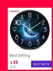 Airinou, стильные настенные часы с изображением голубого ночного неба из металла и стекла для молодых людей, студентов, 3 цвета и 3 размера на выбор