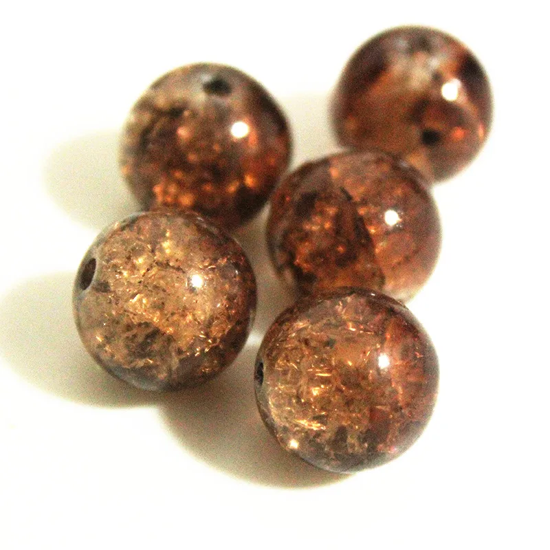 15mm Cracked Brown Glass Natural Beads,Bracelet Beads,10pcs Top Quality, Jewelry Findings Z43in