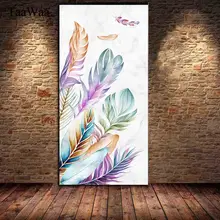 TAAWAA Big Size Abstract Feather Canvas Painting Poster and Print Nordic Art Wall Decorative Pictures For Living Room Home Decor