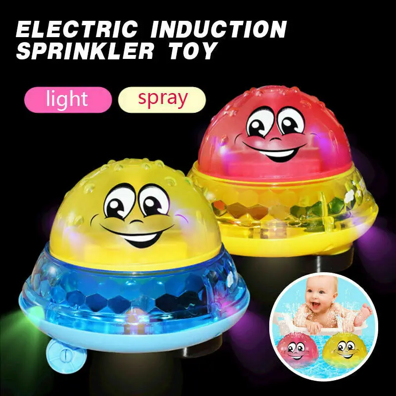 Забавная электрическая индукционная водяная брызгающая игрушка для младенцев, детский шар, свет и музыка, вращающаяся Детская ванна, игрушки для воды, подарки