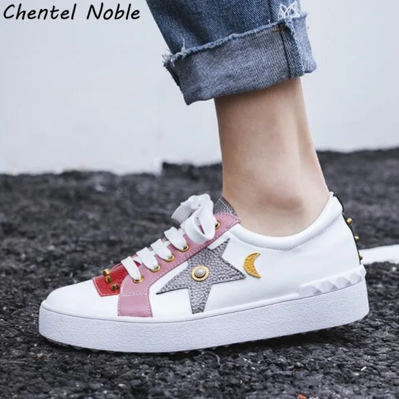

2019 Real Leather Wild Platform Women Shoes Flats Top High Quality Leather Casual Shoe Sneakers For Women's Beach 35-40 Size