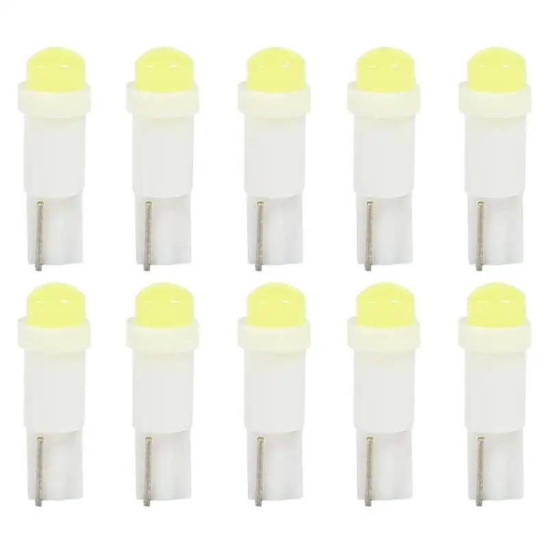

2019 New 10pcs T5 3D COB LED Bulbs for Car Instrument Cluster Light Reading Lamp Car Warning Indicator Instrument Cluster Lights