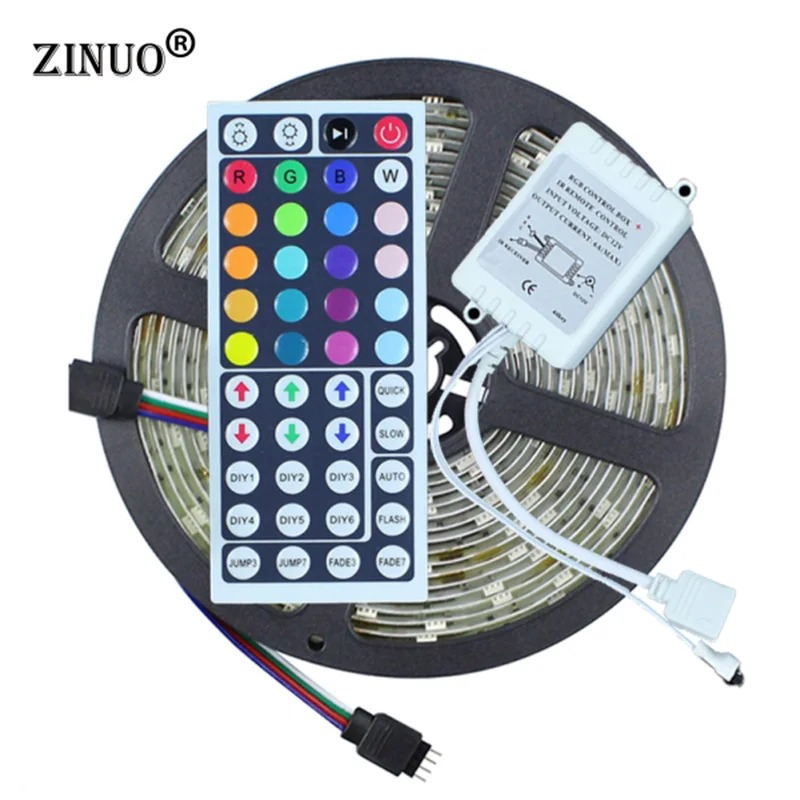 

ZINUO Waterproof LED Strip Light RGB 5050 5M 150LEDS + 44 Key IR Remote Controller LED Diode Tape Ribbon Light Outdoor Lighting