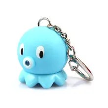 sound light keychains flashlights sound rings toys cute Squid And Octopus led keychains gift pendant birthday kids gift jewelry