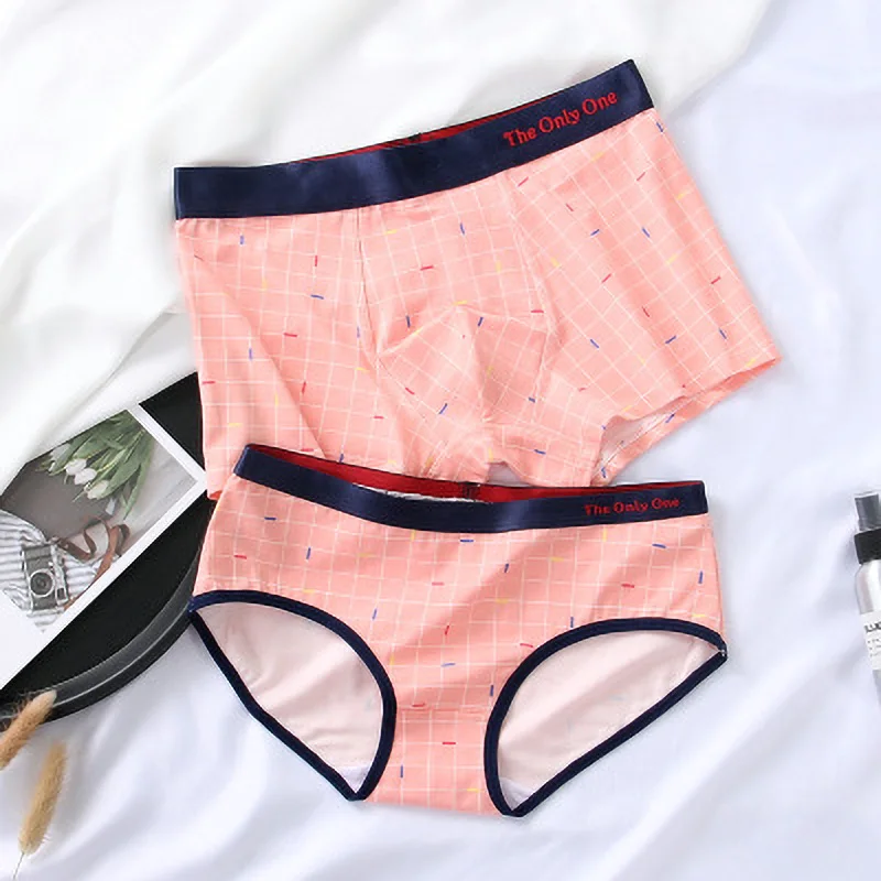 

2019 New Cotton Panties Couple Underwear Set Cute Middle Waist Panties for Women Underwear Panties Boxershorts Men