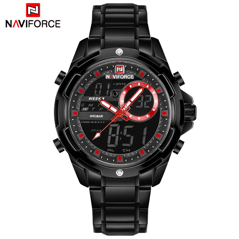

Luxury Brand NAVIFORCE Men Sports Watches Men's Waterproof LED Digital Quartz Clock Male Military Stainless Steel Wrist Watch
