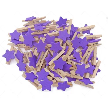 

30mm Mini Clothes Pegs with 18mm Purple Stars Craft For Shabby Chic Wedding (25)