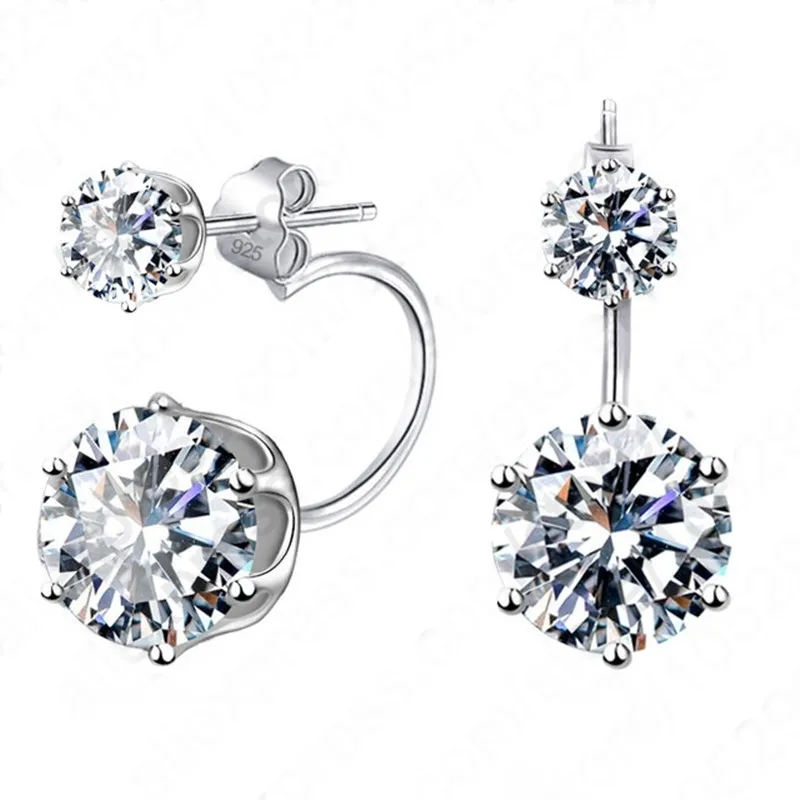 

Jemmin Fashion Earing Big Zirconia Ear Jackets Jewelry High Quality 925 Sterling Silver Ear Stud Earrings For Women