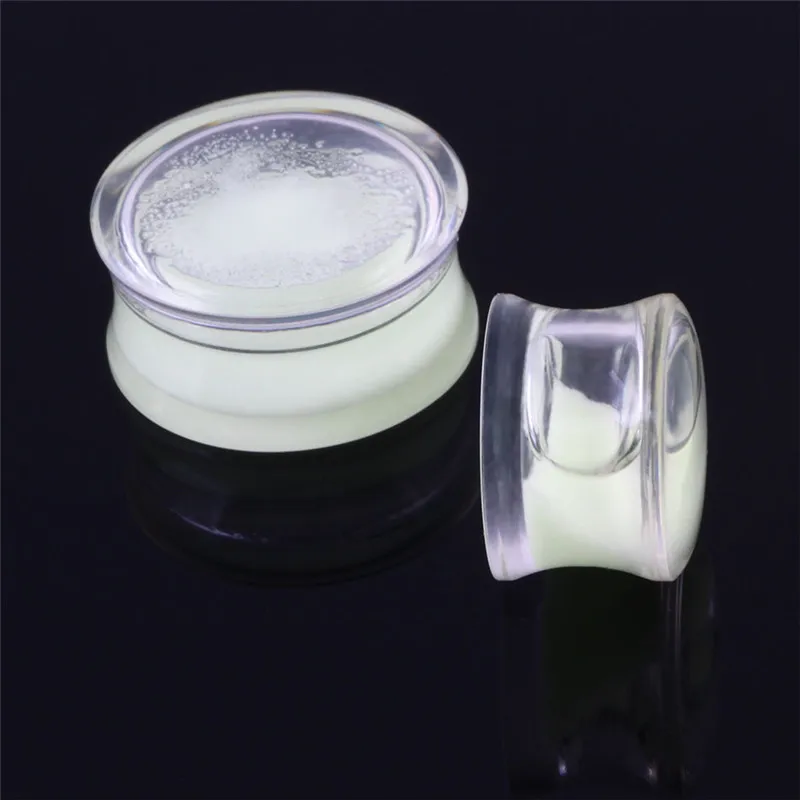 A pair Acrylic Luminous Ear Plugs tunnels Retro ear expander body piercing jewelry