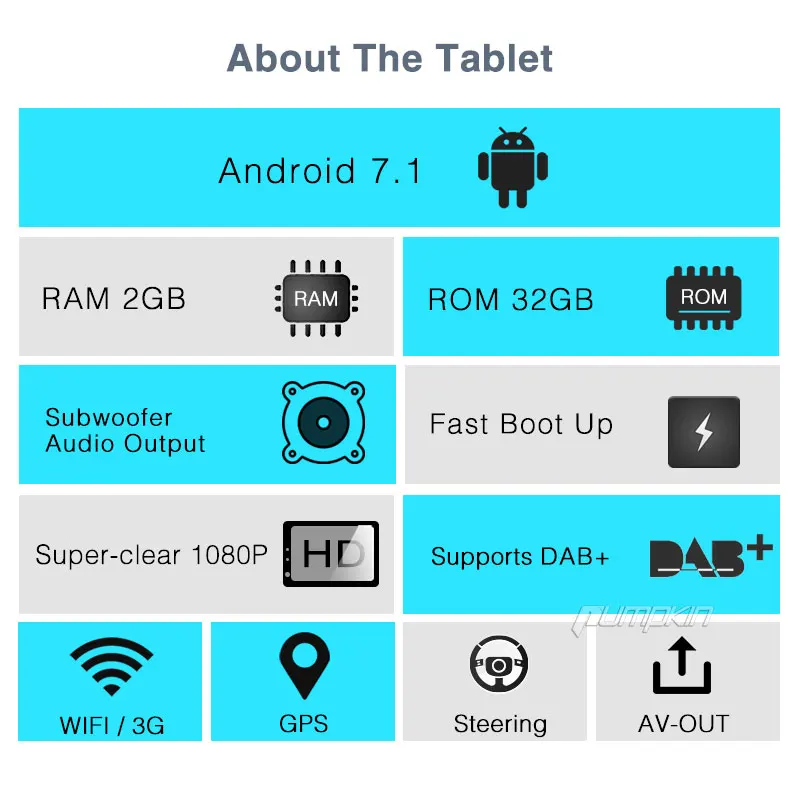 Clearance Pumpkin 2 Din 10.1