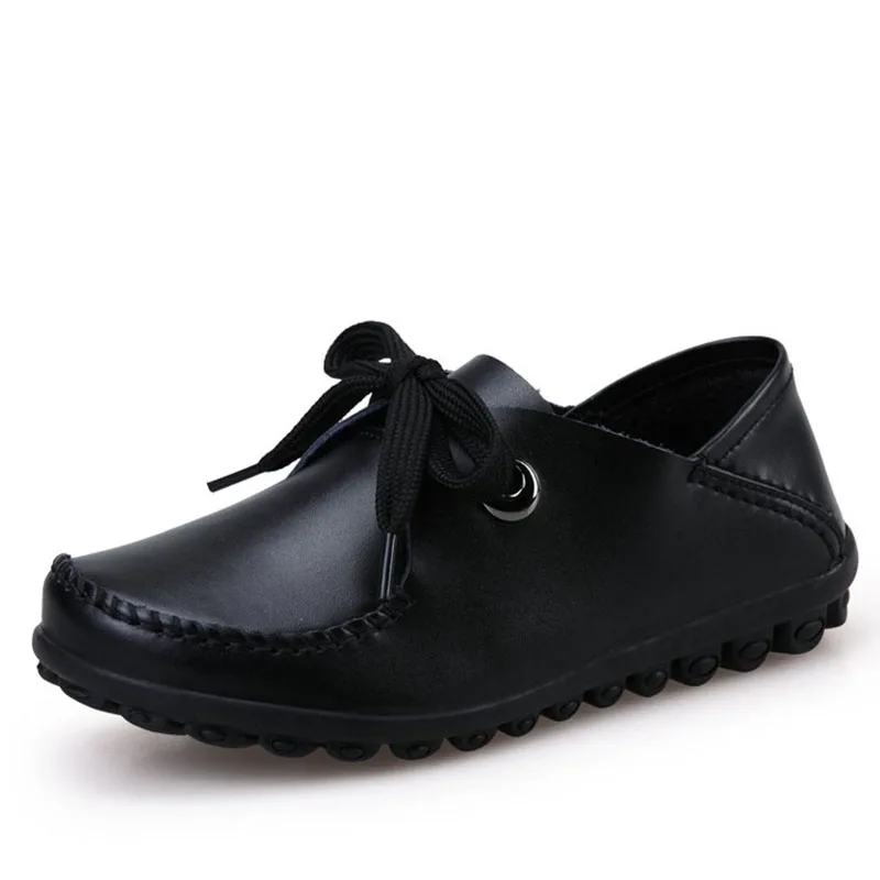 

Spring Autumn New Style Cow Leather Women's Casual Shoes Moccasins Female Flats Lace-Up Woman Loafers Driving Shoe Size 35-40