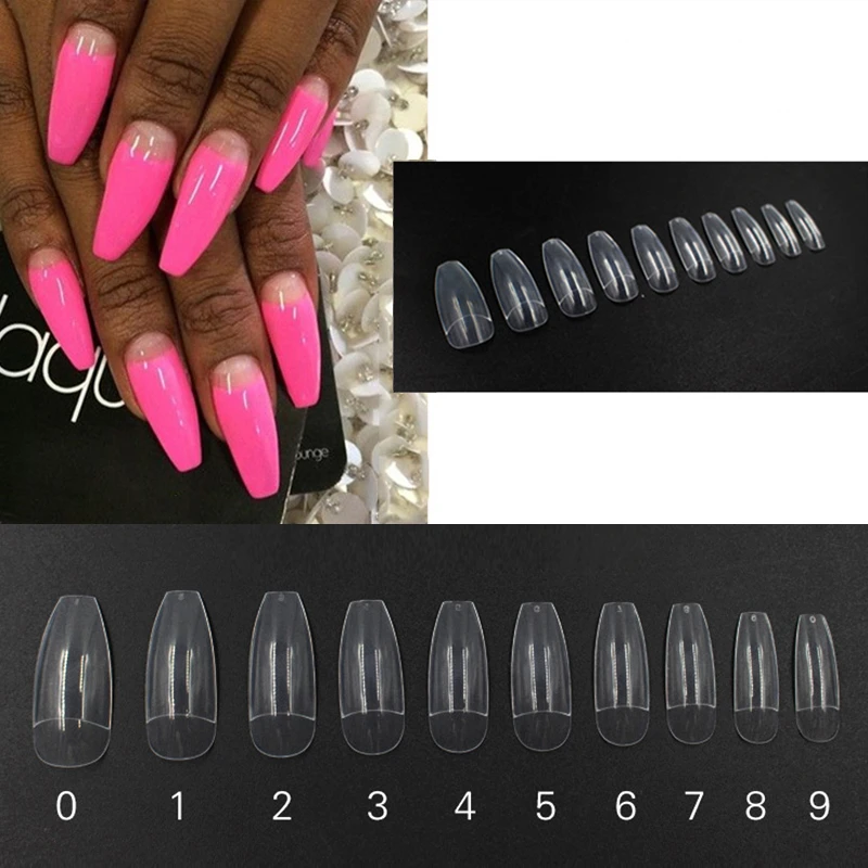 500pcs Clear Fake Nails French Artificial Nail Tips Coffin Long Ballerina Half Cover False Nails Art Tools Acrylic Transparent False Nails Aliexpress