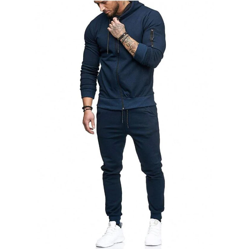 Men Set Running Gym Sportswear Tracksuit (1)