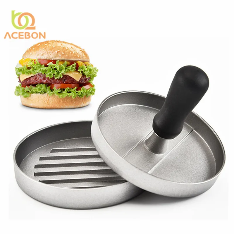 ACEBON 1 комплект круглой формы гамбургер Пресс из алюминиевого сплава 12 см мясо для гамбургеров гриль для говядины пресс для бургеров Пэтти мейкер плесень - Цвет: Black
