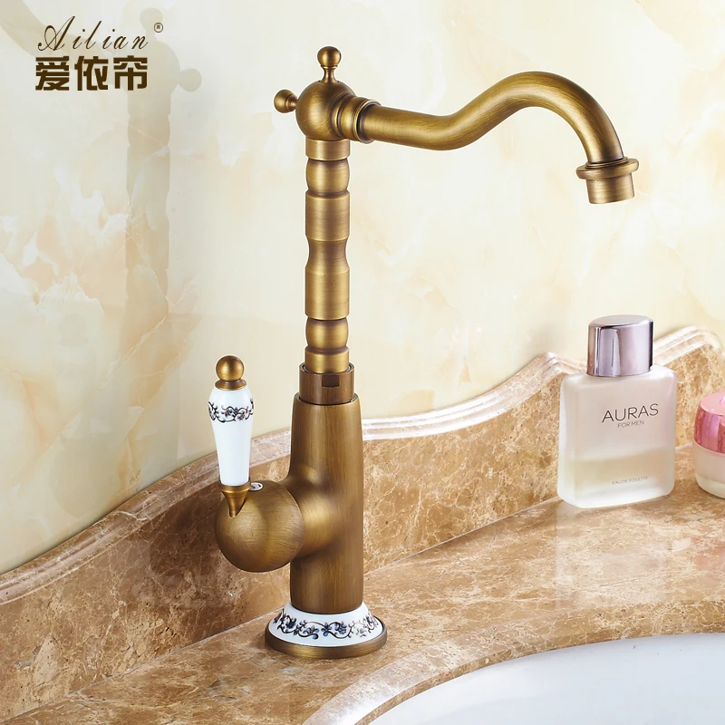 

Antique copper faucet fashion vintage bathroom bronze hot and cold