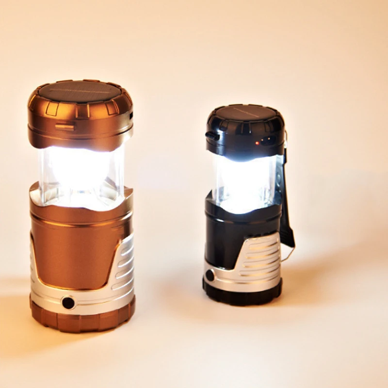 Portable Camping Lamp LED Solar Power Collapsible Flashlights Water Resistant Lights Outdoor