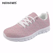 Instantarts розовый мультфильм Акула принтом женские ботинки со шнуровкой на плоской подошве модные летние воздуха сетки обувь дышащие кроссовки для женские