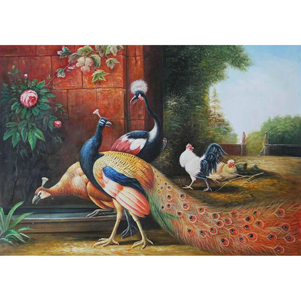 

Diamond Painting Full round Peacocks and chickens Mosaic DIY Diamond Painting Cross Stitch Embroidery scenery Home Decor