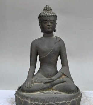 

12" old china buddhism pure purple bronze fane sakyamuni Tathagata Buddha statue