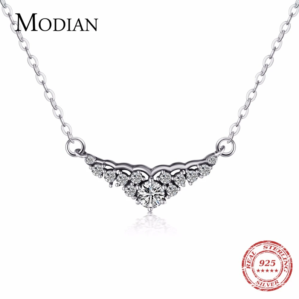 

Modian 2019 Instagram Style Fairy tale Crown Necklace Jewelry 925 Sterling Silver Vintage Pendant For Women Luxury Wedding Chain
