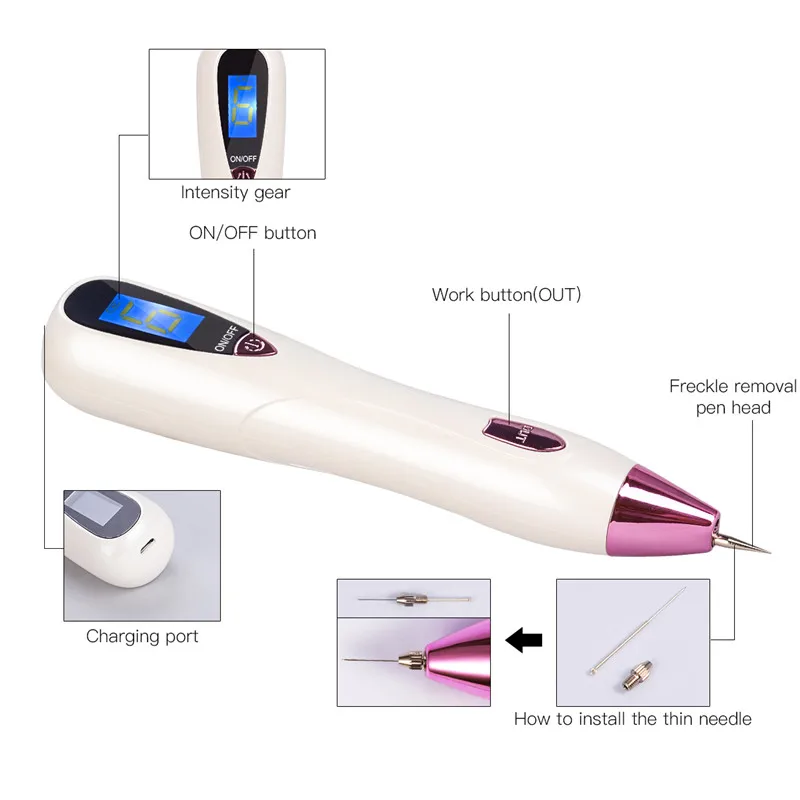 Elettrico portmacmacchie Lentiggine Nevo Verruca Talpa Rimozione Del Tatuaggio ручка ЖК-дисплей Dispositivi Alimentati Bellezz