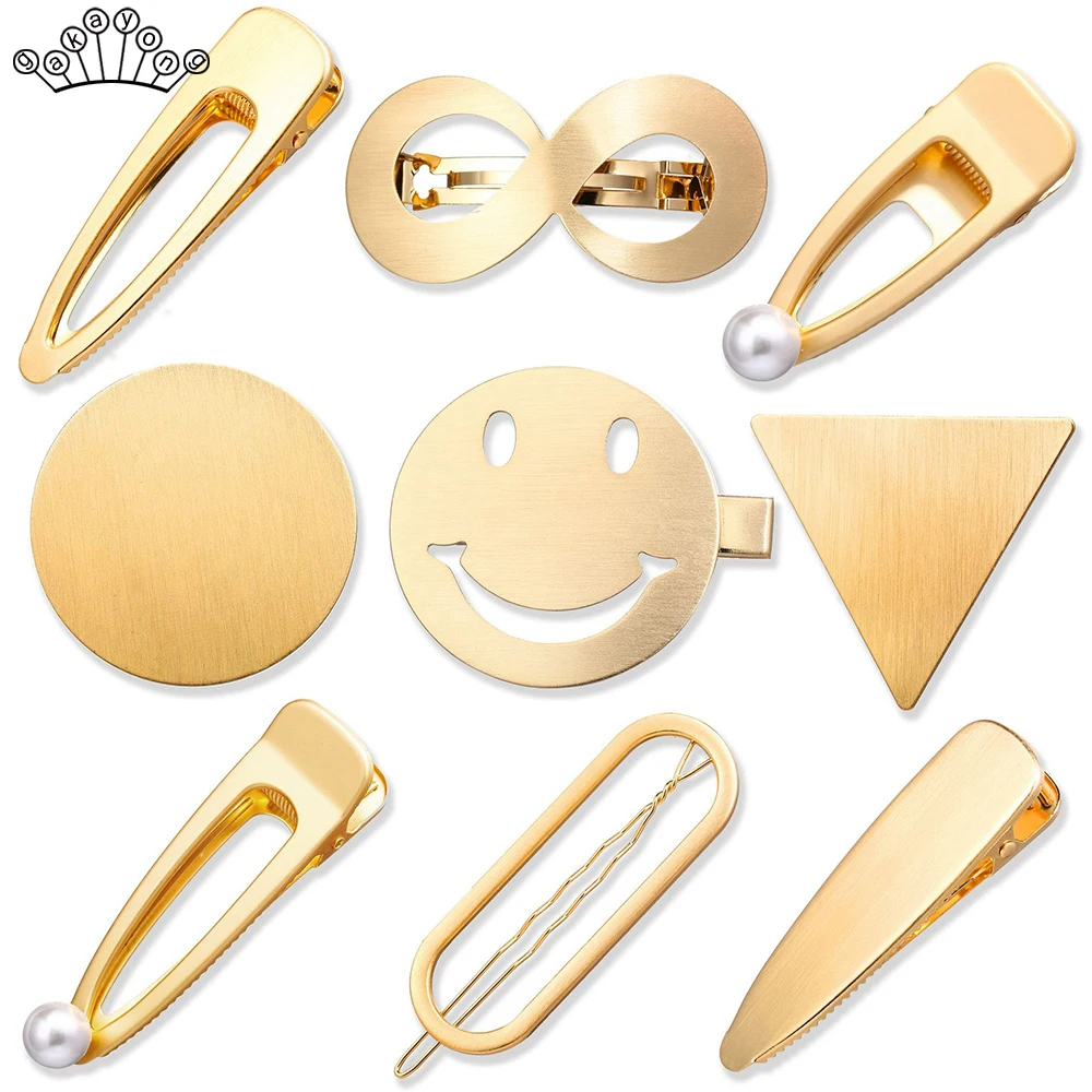 

Gold Silver Color Hair Pins For Women Geometric Shape Hair Clips Hairwear Bridal New Fashion Hair Jewelry Tools Accessories