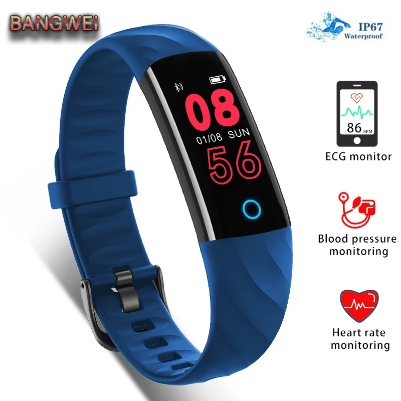 

BANGWEI Smart Watch Men Women Blood Pressure Heart Rate Monitor Fitness Pedometer Waterproof Sport Watch Information reminder